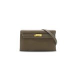 HERM�S MASTER MADAME CALF LEATHER KELLY ELAN ETOUPE ELEPHANT GREY GOLD BUCKLE (27.5*15*5cm)