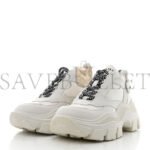 PRADA NYLON NEVADA CALFSKIN MENS PEGASSUS SNEAKERS 5 WHITE - Image 3