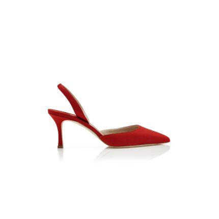 MANOLO BLAHNIK CAROLYNE 70 RED NAPPA LEATHER SLINGBACK PUMPS 9XX-0757-0020