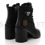 PRADA SPAZZOLATO RE-NYLON METAL TRIANGLE LOGO LACE UP 85MM BOOTS 35.5 BLACK - Image 3