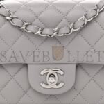 CHANEL LAMBSKIN QUILTED MINI RECTANGULAR FLAP GREY SILVER HARDWARE (20*12*6cm) - Image 5