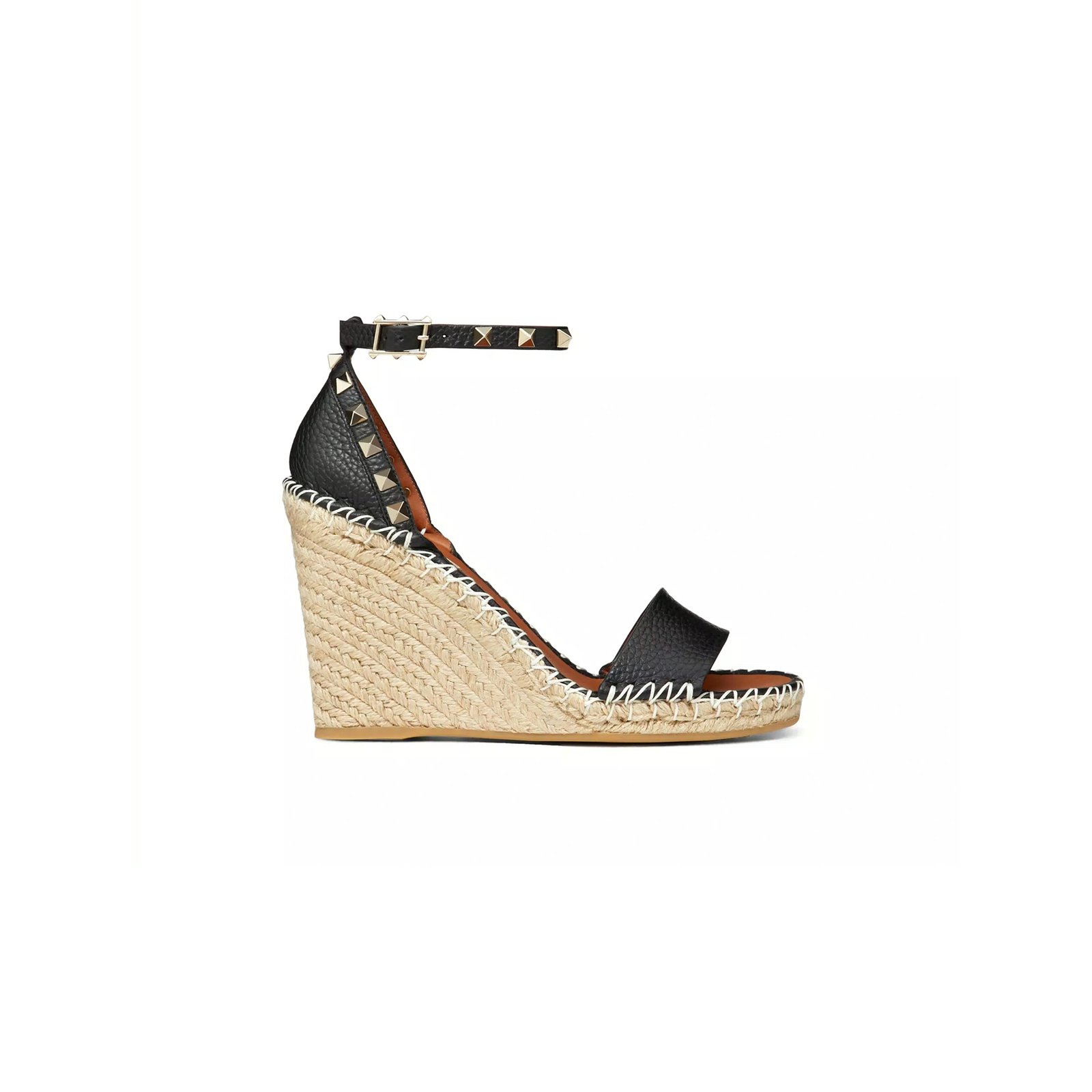 1e8b9bdb0d6f3a6ad92d65521c4403ba23885df4 VALENTINO DOUBLE ROCKSTUD GRAINY CALFSKIN WEDGE SANDAL 105MM 5W2S0090VTO_N02 - Image 1