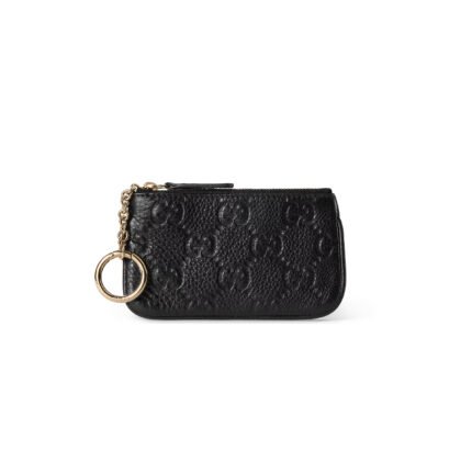 GUCCI GG GG EMBLEM ZIP KEY CASE�815891AAEEM1000 (12*7.5cm)