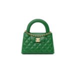 CHANEL SHINY AGED CALFSKIN QUILTED NANO KELLY SHOPPER GREEN AS4416 (19*13*7cm)