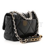 CHANEL LAMBSKIN QUILTED CHANEL 19 FLAP BLACK AS1160 (26*16*9cm) - Image 2
