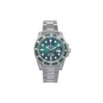ROLEX SUBMARINER DATE STEEL GREEN STONES & DIAMOND 40MM WATCH 116610