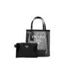 PRADA SEQUIN MESH SMALL TOTE BAG BLACK (22*20*8cm)