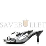 PRADA PLEXIGLASS VERNICE METAL TRIANGLE LOGO 65MM SLIDE SANDALS 36.5 BLACK - Image 2