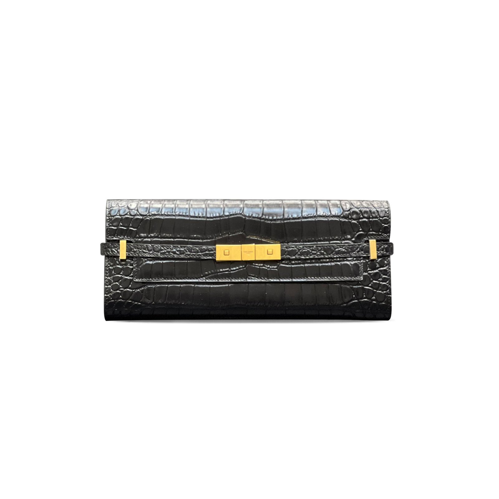 20e95dd42ed5398cd8cd64eb5f68e815be46c511 YSL MANHATTAN CLUTCH IN CROCODILE-EMBOSSED LEATHER 695949366520 (31*14*3cm) - Image 1
