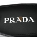 PRADA SPAZZOLATO METAL TRIANGLE LOGO 50MM LOAFERS 40 BLACK - Image 5