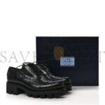 PRADA CROCODILE LACE UP 50MM LOAFERS 39 BLACK - Image 2
