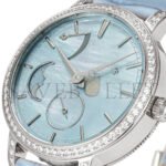 VACHERON CONSTANTIN TRADITIONELLE MOON PHASE BLUE MOP DIAL WITH DIAMOND BEZEL IN WHITE GOLD ON BLUE LEATHER STRAP WATCH 83570/000G-9916 - Image 2
