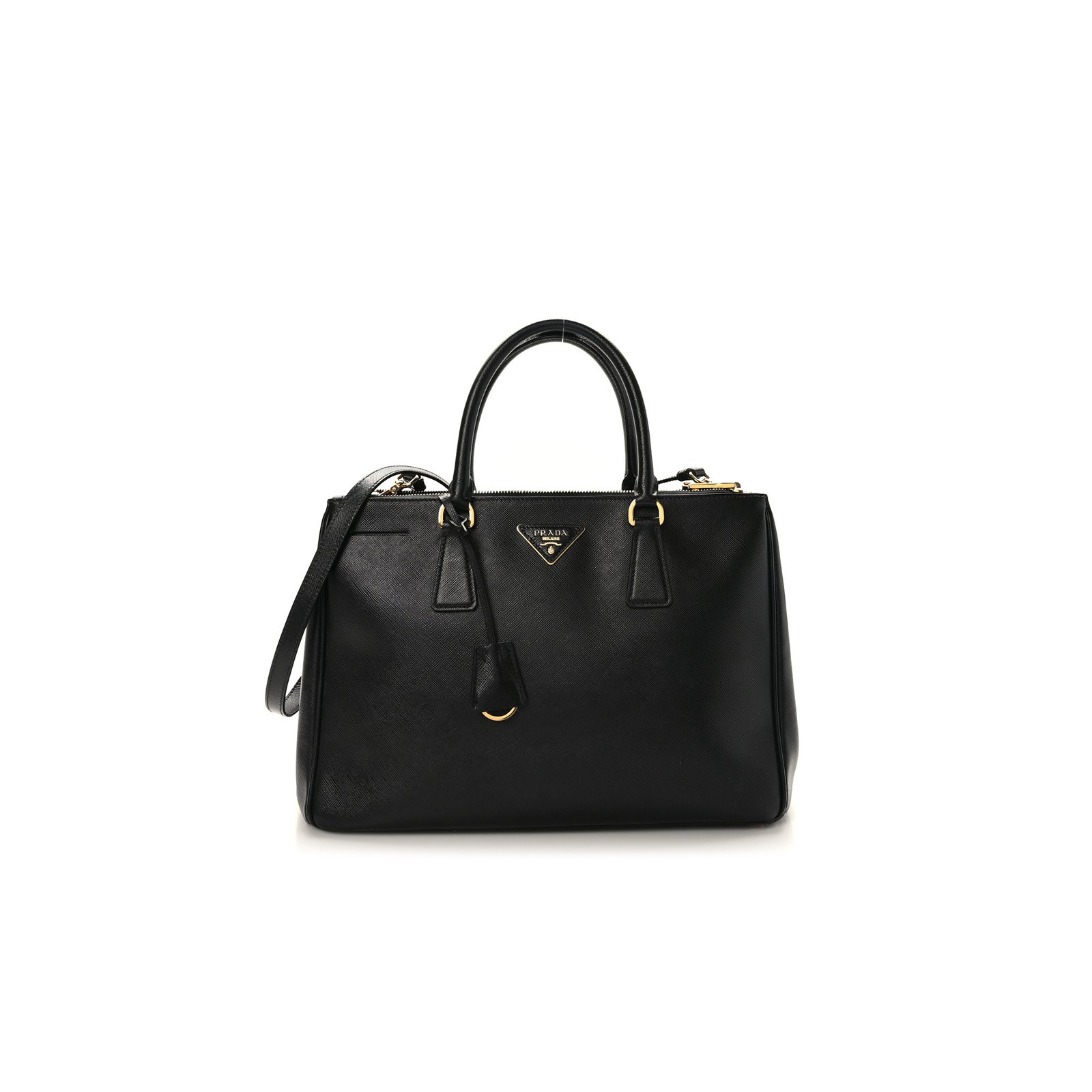 2440d93f9983848a48a65d55028250c3d33c8333 PRADA SAFFIANO MEDIUM GALLERIA DOUBLE ZIP TOTE BLACK (34*24*15cm) - Image 1
