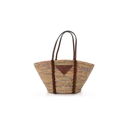 PRADA��PAGLIA VITELLO WOVEN BRAIDED BASKET TOTE MULTICOLOR COGNAC 1BG312_2DIF_F00J7_V_IOM (25*25*14cm)