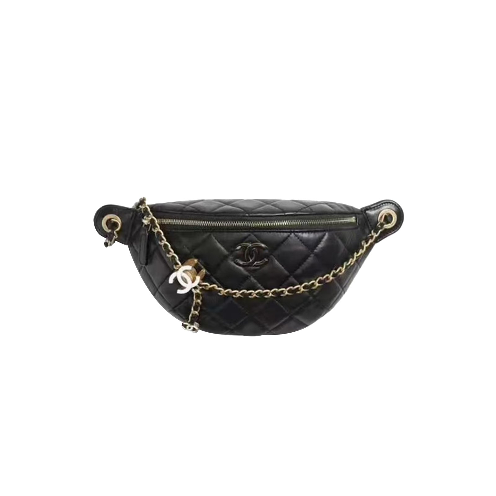 24f3237e2ab4b0a0e3323df3331382540e3d69c4 CHANEL 24A BRAND LOGO QUILTED LEATHER CROSSBODY SHOULDER BAG BLACK AP4113 (28*12*6cm) - Image 1