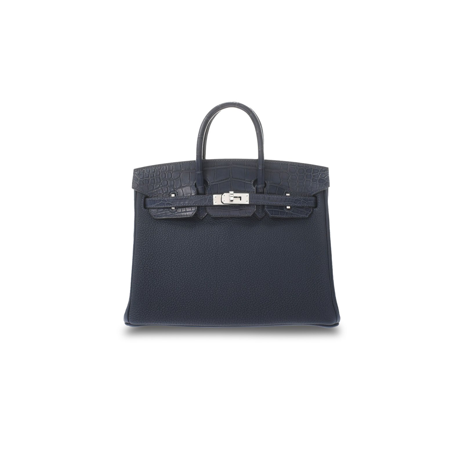 25329c941923ffc49e1730ac1e26c276b24a06fb HERM�S MASTER BIRKIN 25 CROCODILE AND TOGO LEATHER ROYAL BLUE SILVER BUCKLE H076216CK40 (25*20*13cm) - Image 1