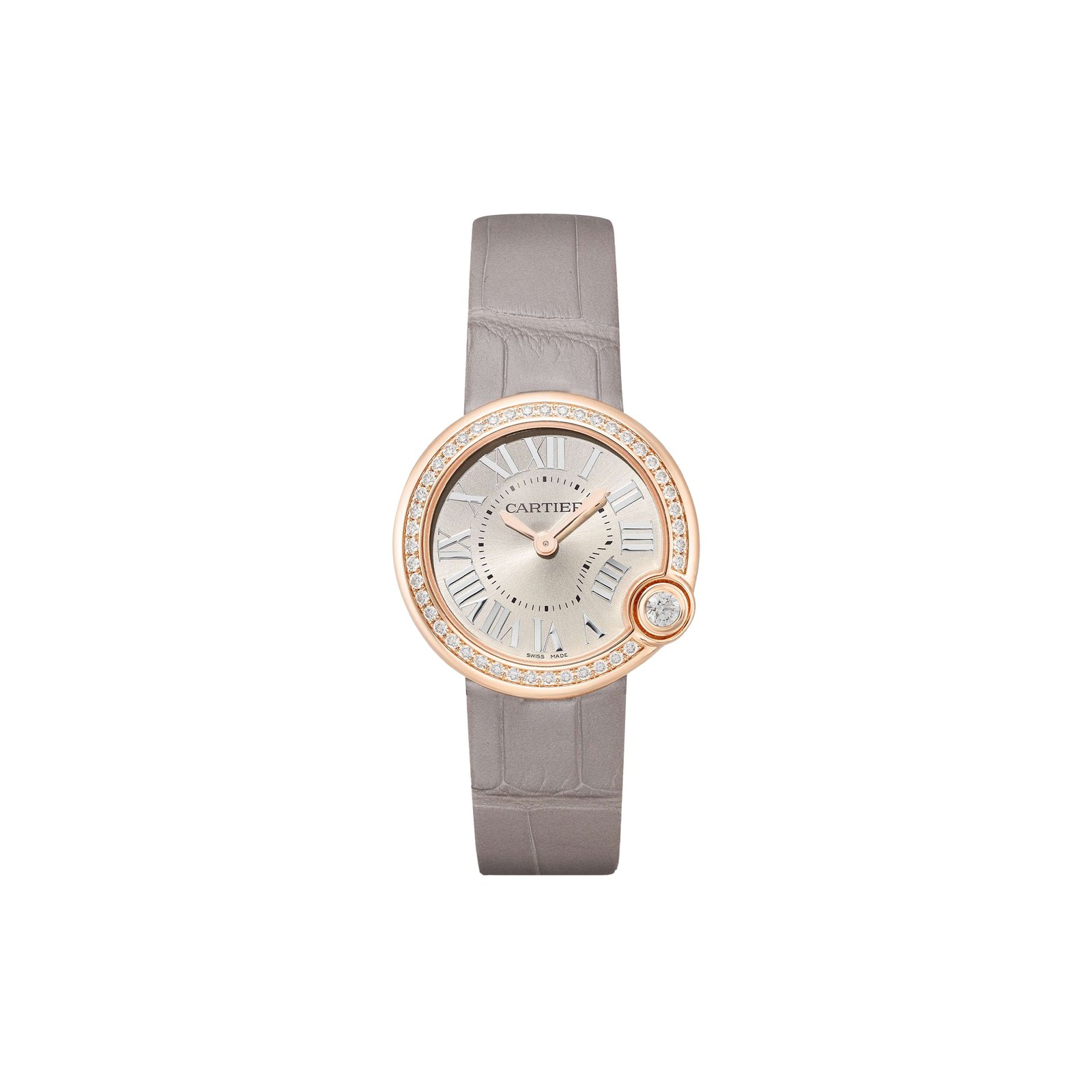 25800a3534a46aeffd2d3678812a865f83323113 CARTIER BALLON BLANC DE CARTIER 30MM 18-KARAT ROSE GOLD, ALLIGATOR AND DIAMOND WATCH WJBL0008 - Image 1
