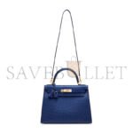 HERM�S MASTER OSTRICH SELLIER KELLY 28 IRIS BLUE WITH GOLD HARDWARE (28*22*10cm) - Image 2