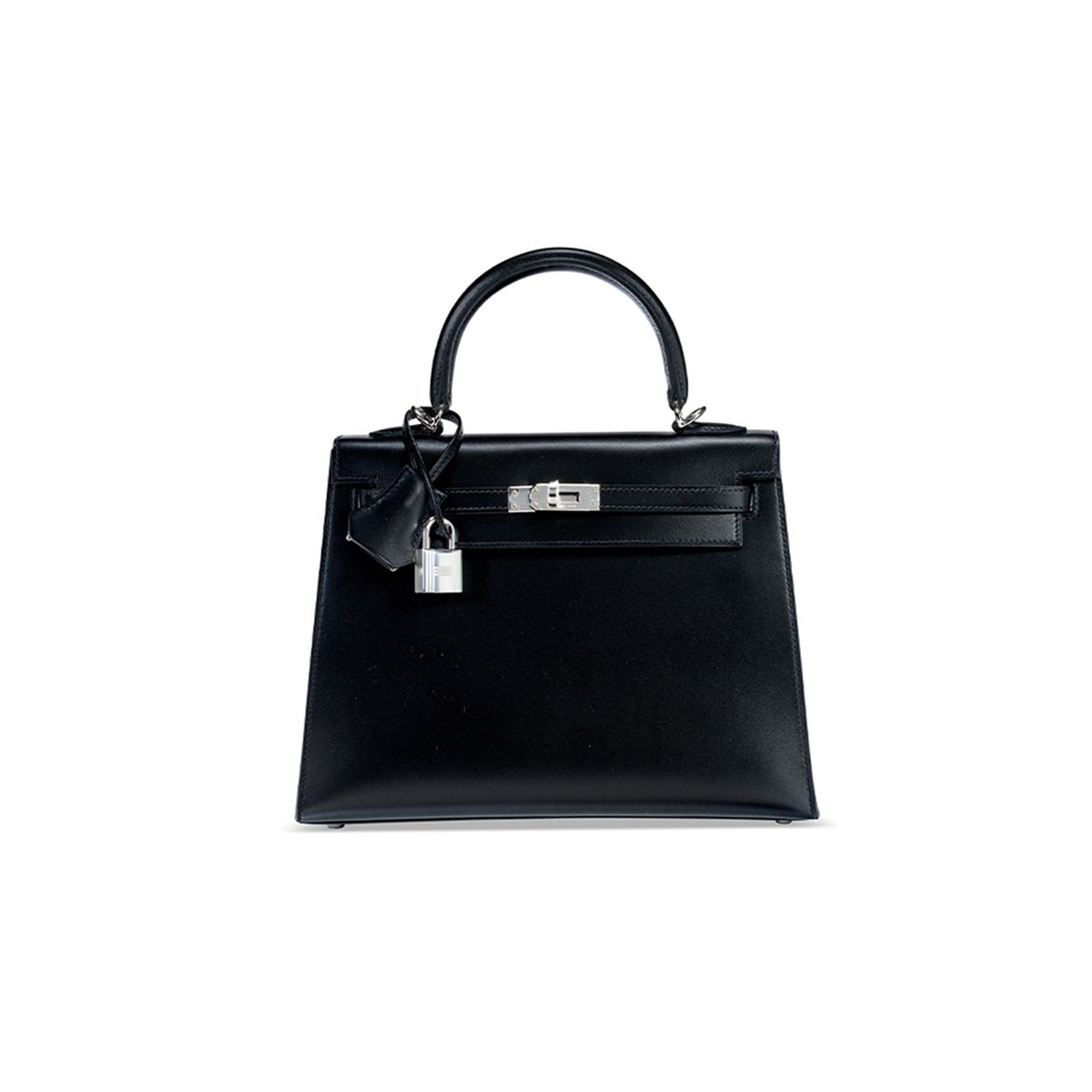 27156f8acb5e71dcdfbea17b17c9b768b33780c1 HERM�S MASTER A BLACK TADELAKT KELLY 25 BOX WITH PALLADIUM HARDWARE (25*17*7cm) - Image 1