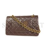CHANEL CLASSIC DOUBLE FLAP SMALL SHOULDER BAG BROWN LAMBSKIN A1117 (23*14*7cm) - Image 2