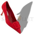 MANOLO BLAHNIK MAYSALEPUMP 90 BRIGHT RED SUEDE BUCKLE DETAIL PUMPS 219-0174-0002 - Image 3
