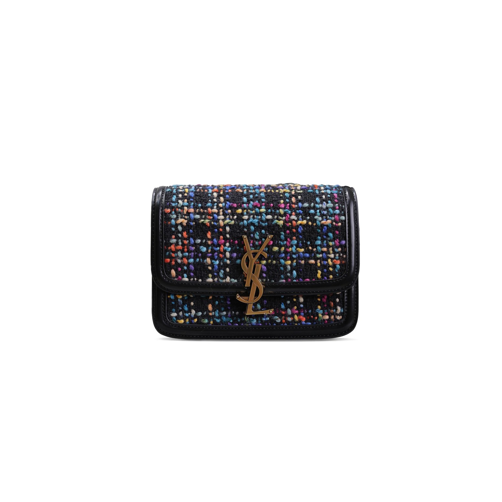 283fa0ae24923ff36cf765ef881f7569dca0ec0a YSL SOLFERINO SMALL SATCHEL�WOVEN WOOL SHOULDER BAG IN NERO&MULTICOLOR 634306634306 (19*13*5cm) - Image 1
