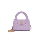 CHANEL PURPLE QUILTED AGED CALFSKIN MINI KELLY BAG AGED GOLD HARDWARE AS4416 (19*13*7cm)