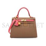 HERM�S MASTER �TOUPE & ROSE AZAL�E EPSOM KELLY 25 WITH GOLD HARDWARE (25*17*7cm) - Image 2