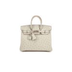 HERM�S MASTER BIRKIN 25 OSTRICH LEATHER MILKSHAKE WHITE SILVER BUCKLE H041944CK96 (25*20*13cm)