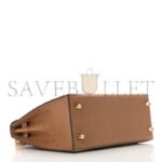 HERM�S MASTER KELLY 25 OSTRICH LEATHER VELVET GREEN AND ROYAL BLUE BRUSHED GOLD BUCKLE (25*17*7cm) - Image 4