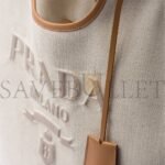 PRADA LARGE LINEN BLEND AND LEATHER TOTE BAG 1BG472 (37*30*13cm) - Image 7