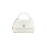CHANEL IRIDESCENT CAVIAR QUILTED MEDIUM�COCO HANDLE FLAP WHITE (29*18*12cm)
