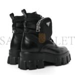 PRADA SPAZZOLATO ROIS RE-NYLON METAL TRIANGLE LOGO MONOLITH POUCH POCKET 55MM BOOTS 37 BLACK - Image 3