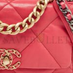 CHANEL PINK QUILTED LEATHER SMALL 19 FLAP BAG AS1160 (26*16*9cm) - Image 5