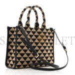 PRADA JACQUARD SAFFIANO TRIANGOLO SYMBOLE EMBROIDERED SMALL TOTE BLACK CORDA (29*22*9cm) - Image 2