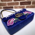 Gucci GG Marmont Embroidered Modern And Rose Velvet Chevron Shoulder Bag 443496 - Image 5