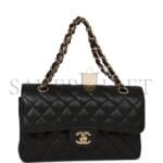 CHANEL SMALL CLASSIC DOUBLE FLAP BAG BLACK CAVIAR GOLD HARDWARE (23*15*6cm) - Image 4