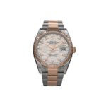 ROLEX STAINLESS STEEL 18K EVEROSE GOLD DIAMOND 36MM OYSTER PERPETUAL DATEJUST WATCH SILVER FLUTED 126231