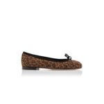MANOLO BLAHNIK VERALLI BROWN SUEDE ANIMAL PRINT BALLERINA FLATS 423-1762-0001
