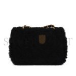 CHANEL MINI SHEARLING FLAP BAG BLACK LAMBSKIN BRUSHED GOLD HARDWARE AS5148 (18*12*6cm) - Image 3