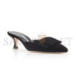 MANOLO BLAHNIK MAYSALE BLACK SUEDE KITTEN HEEL MULES 9XX-0246-0010 - Image 2