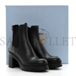 PRADA VITELLO MONTANA LUG SOLE CHELSEA 55MM BOOTS 36 BLACK - Image 2