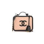 CHANEL CAVIAR QUILTED MEDIUM CC FILIGREE VANITY CASE BEIGE BLACK (20*15*8cm)