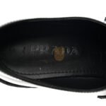 PRADA SPAZZOLATO METAL TRIANGLE LOGO 50MM LOAFERS 40.5 BLACK - Image 5