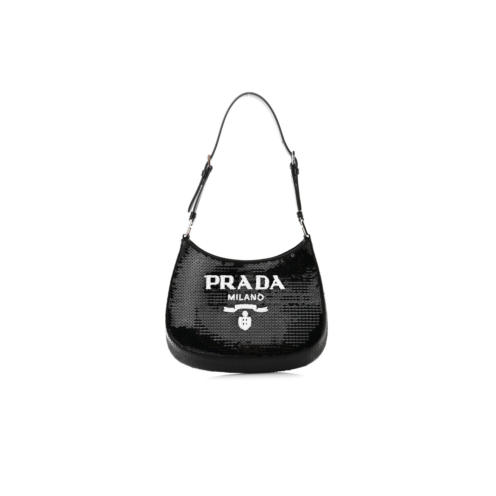 33a4ceca960b8324f90b34ea04538f815a053fbb PRADA PAILLETTES SEQUIN CLEO SHOULDER BAG BLACK WHITE (28*18*4cm) - Image 1