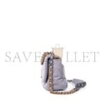 CHANEL PURPLE QUILTED LAMBSKIN CHANEL 19 FLAP BRUSHED GOLD AND RUTHENIUM HARDWARE AS1160 (26*16*9cm) - Image 3