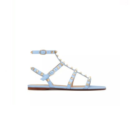 VALENTINO ROCKSTUD FLAT CALFSKIN SANDAL WITH STRAPS 4W2S0A05VOD_ZQW