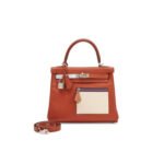 HERM�S MASTER LIMITED EDITION CUIVRE, NATA, BLEU BRUME, CHAI AND LIME SWIFT COLORMATIC KELLY 25 RETOURNE PALLADIUM HARDWARE (25*17*7cm)