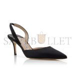 MANOLO BLAHNIK CAROLYNE 70 BLACK SATIN SLINGBACK PUMPS 423-1805-0001 - Image 2