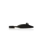 MANOLO BLAHNIK BALLERIMU BLACK SUEDE FLAT MULES 9XX-0657-0013